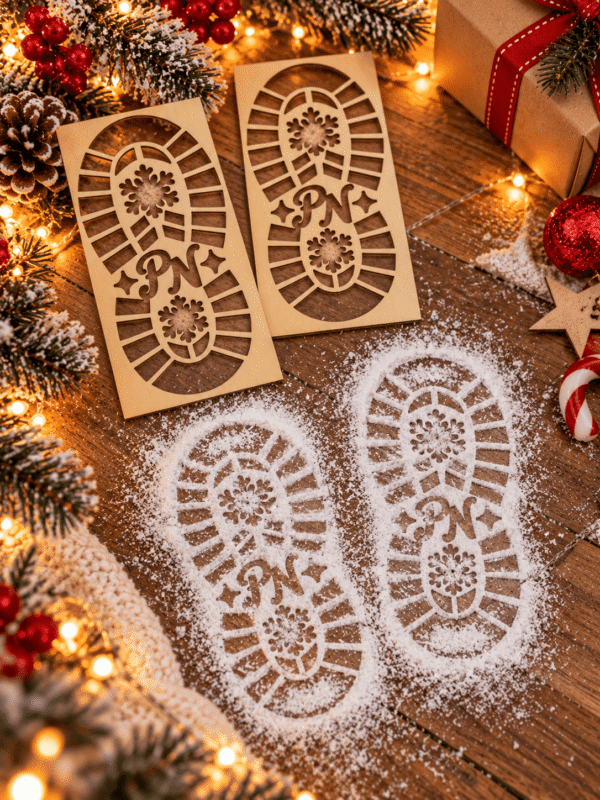 Empreintes du Père Noël en bois – Lot de 2