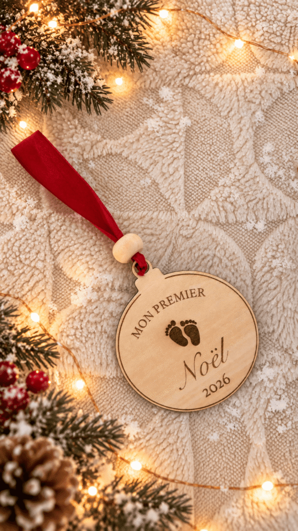 Suspension de Noël en bois personnalisée – Mon premier Noël