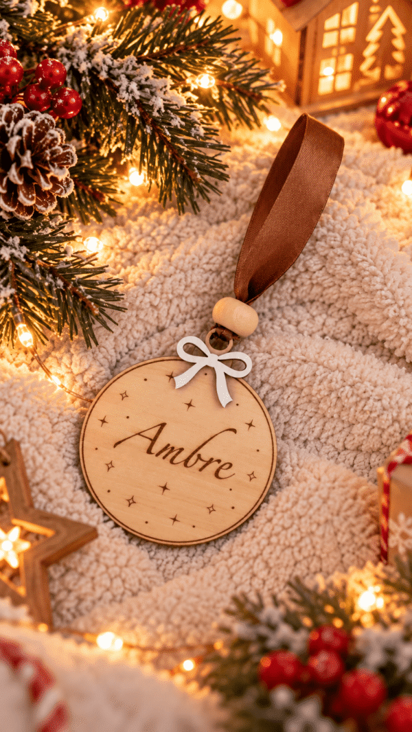 Suspension de Noël personnalisée en bois